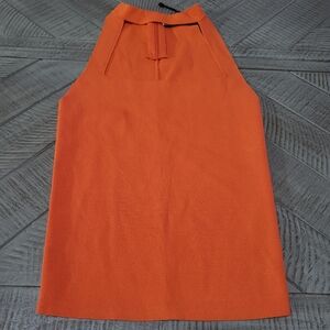 Zara Orange Sleeveless Square Neck Women's Top